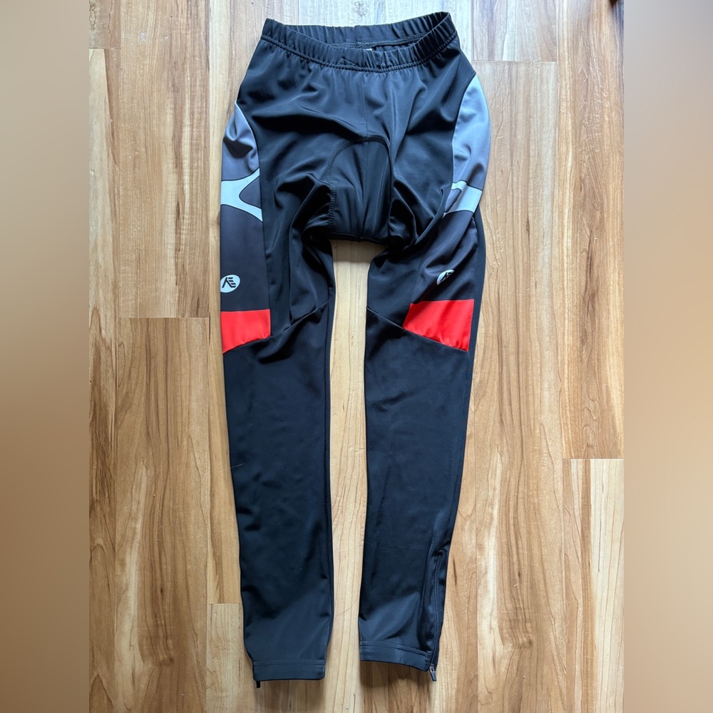 NUCKILY Padded Cycling Pants Bike Tights Reflective Full Length Men’s Large